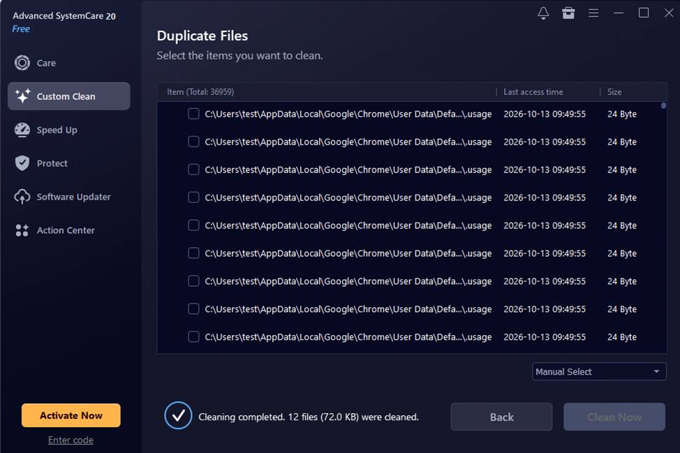 Custom clean duplicate files
